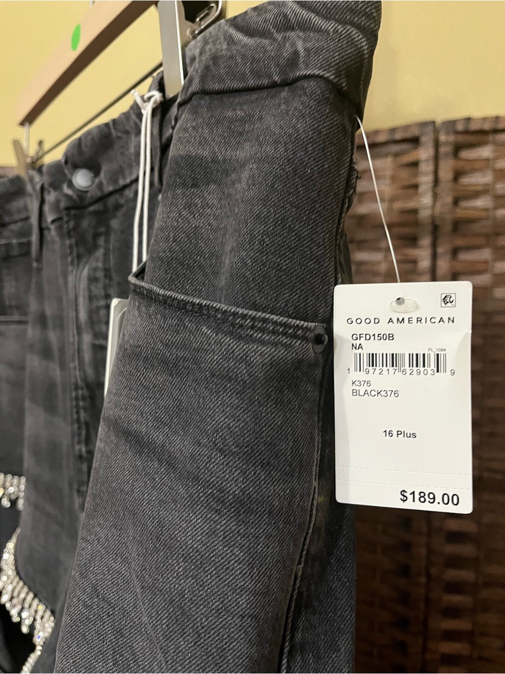 NEW Good American Good Icon Straight Crystal Black Jeans – Size 16 - Picture 8 of 11